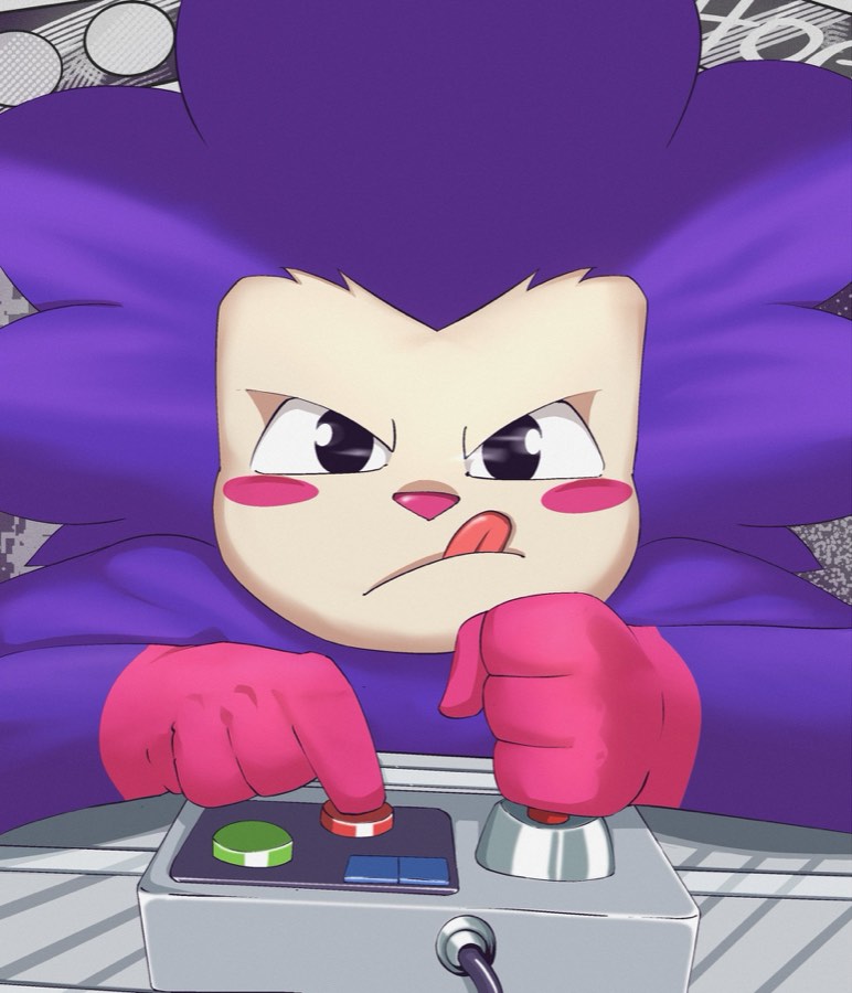 Chog character about to press a big button